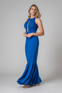 Vestido Longo Decote Trançado Azul Royal