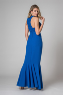 Vestido Longo Decote Trançado Azul Royal