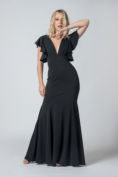 Vestido fashion sereia preto longo