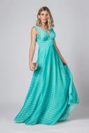 Alugue Vestido longo verde Fluído Sp Tatuapé