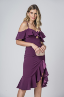 Alugue Vestido curto casual roxo babados Sp