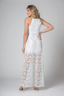 Aluguel Vestido Longo Renda Branco noiva civil casamento